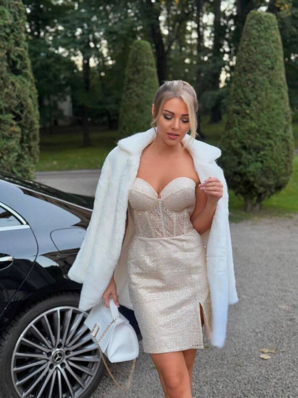 Złota sukienka gorsetowa - Szarecka.com