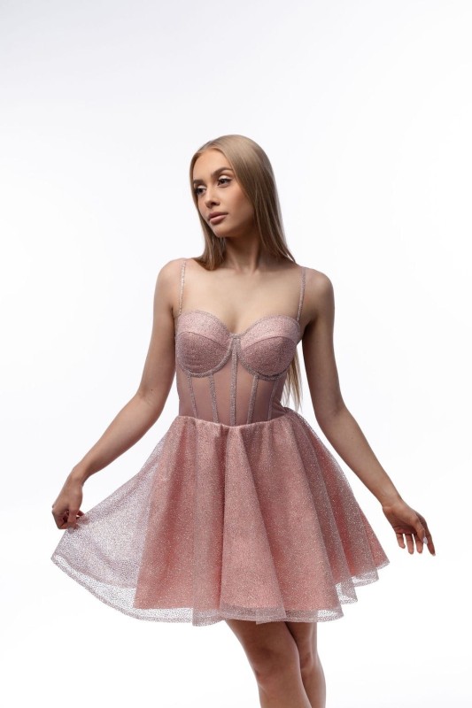 Różowa sukienka gorsetowa - Szarecka.com