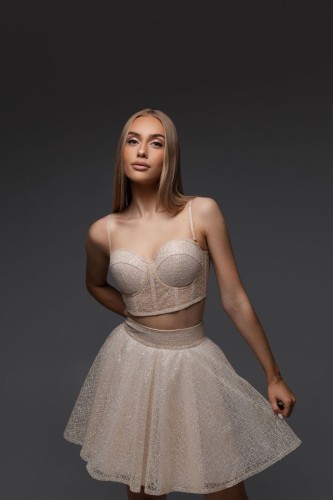 Komplet Glimer z rozkloszowaną spódniczką 