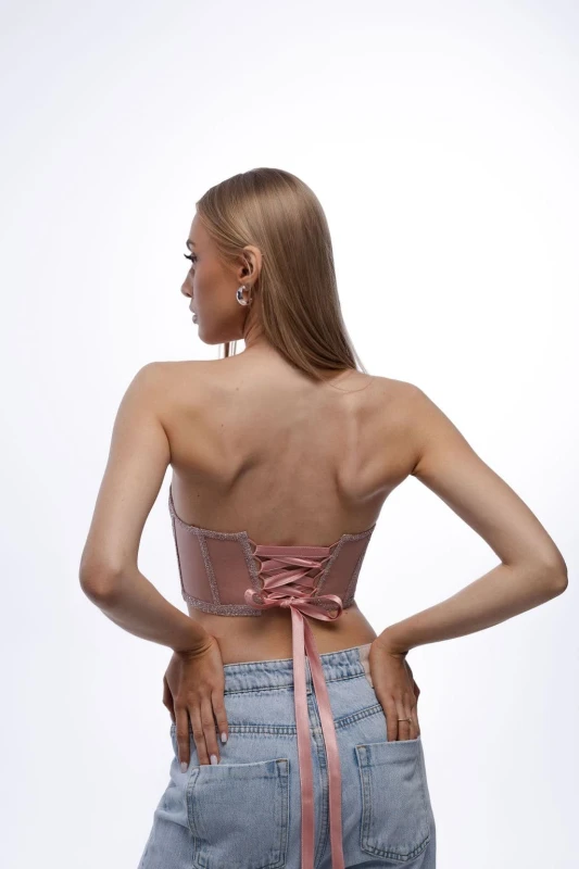 Różowy top gorsetowy - Szarecka.com