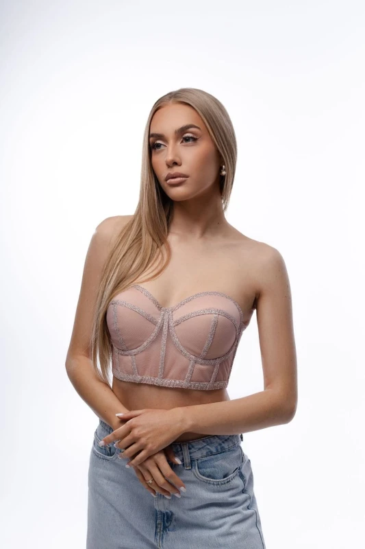 Różowy top gorsetowy - Szarecka.com