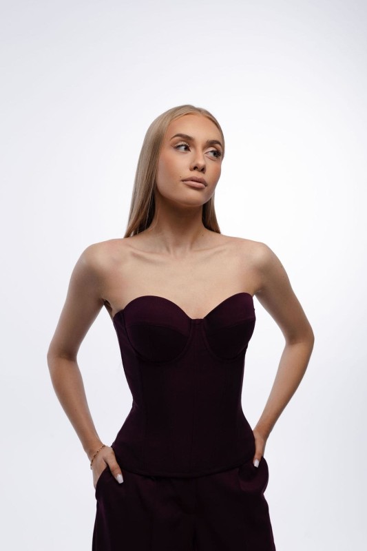 Bordowe spodnie damskie - Szarecka.com