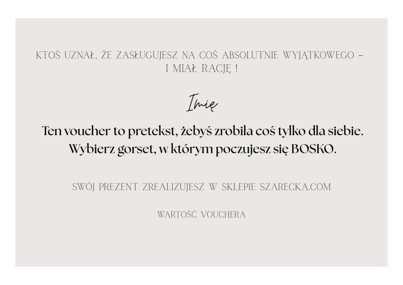 Voucher prezentowy na sukienki i gorsety - Szarecka.com