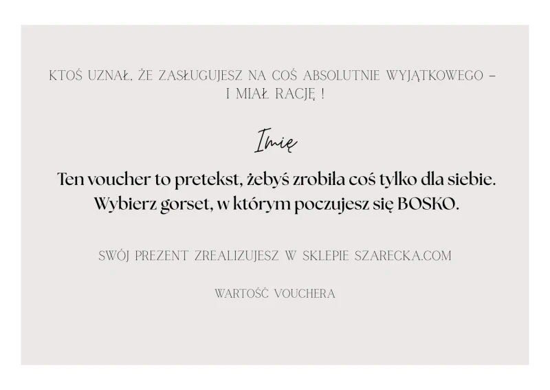Voucher prezentowy na sukienki i gorsety - Szarecka.com