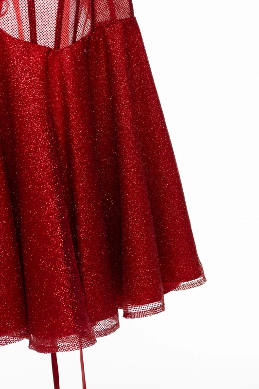 Czerwona sukienka gorsetowa z rozkloszowanym dołem - Szarecka.com